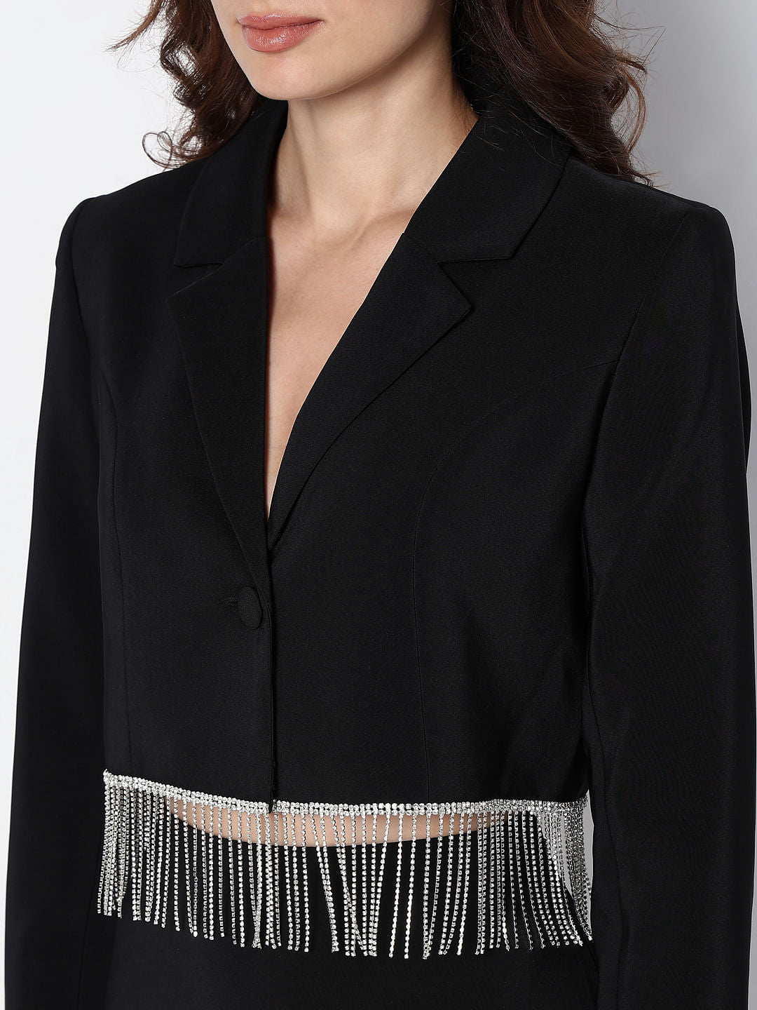 Marquee Black Cropped Embellished8 Co-Ord Set Blazer
