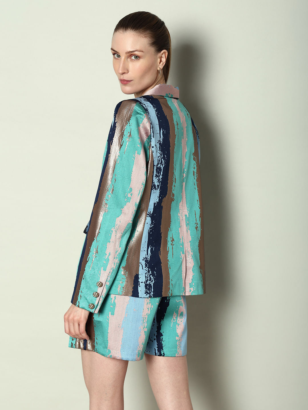Marquee Blue Abstract Print Co-Ord Set Blazer