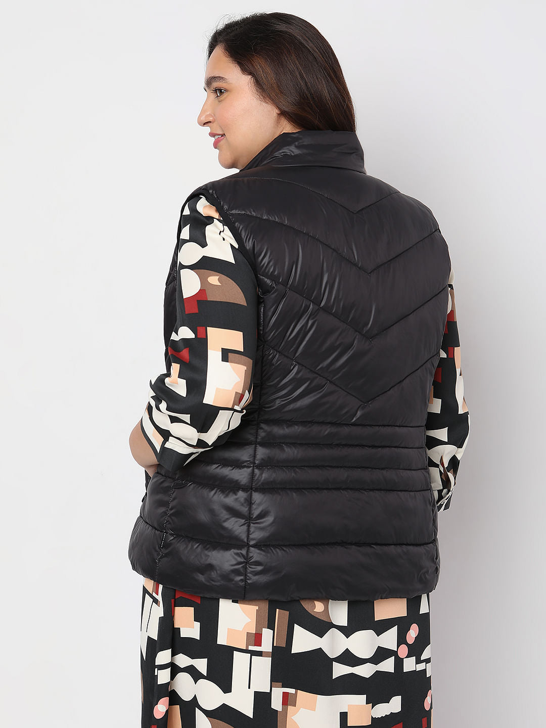 Curve Black Sleeveless Puffer Jacket