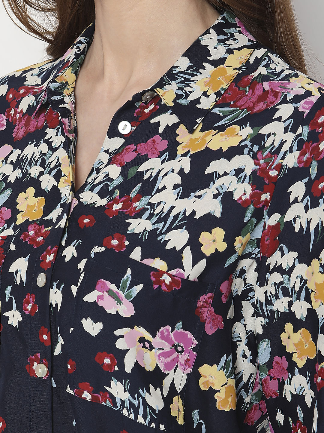 Blue Floral Full Sleeves Shirt