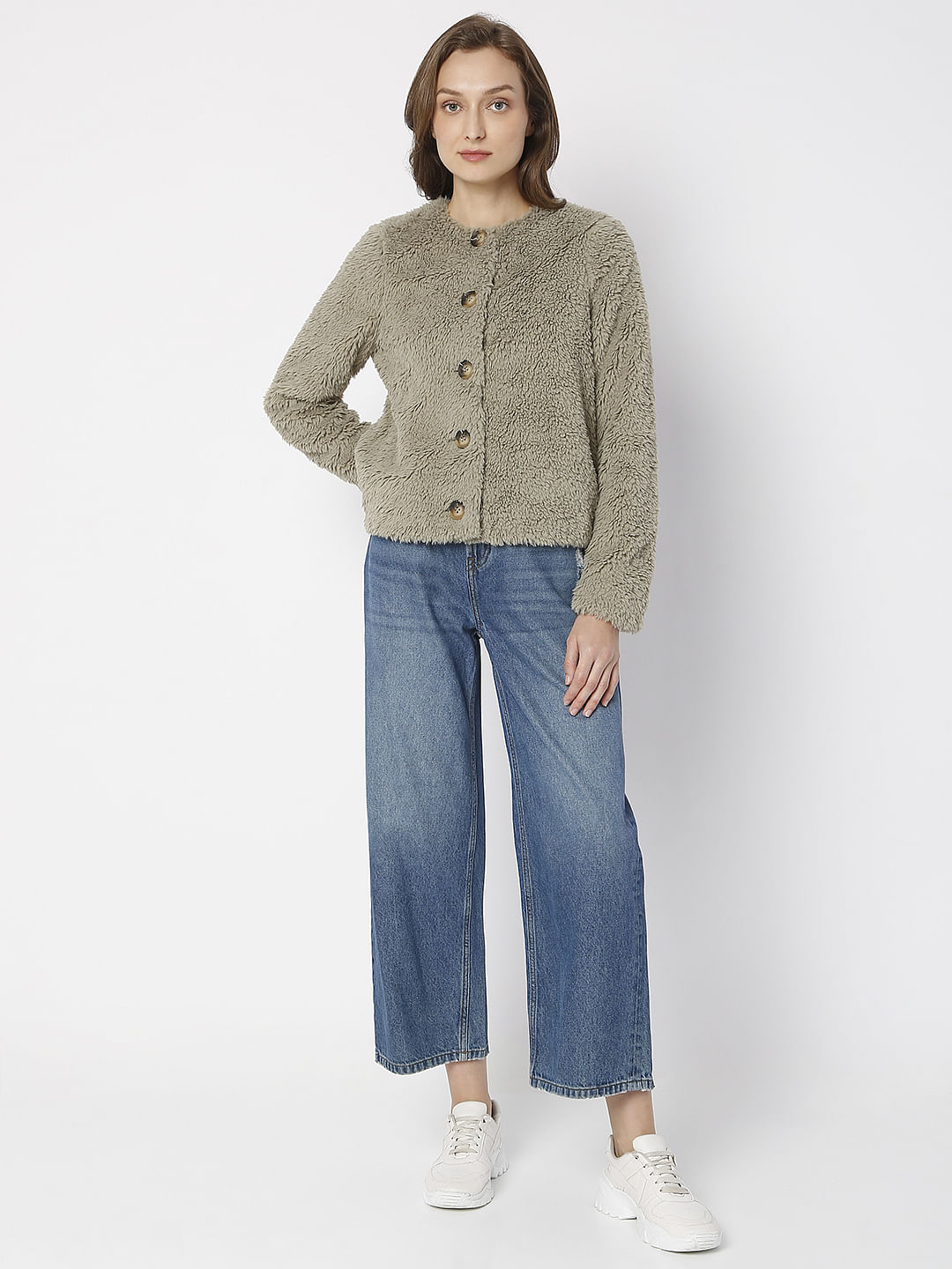 Moss Brown Teddy Short Jacket