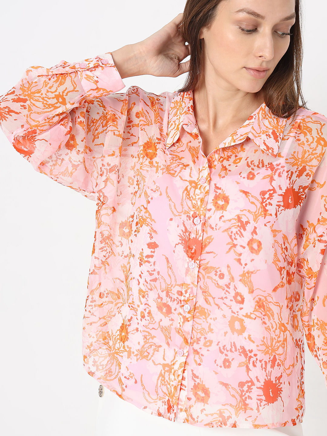 Orange Floral Shirt