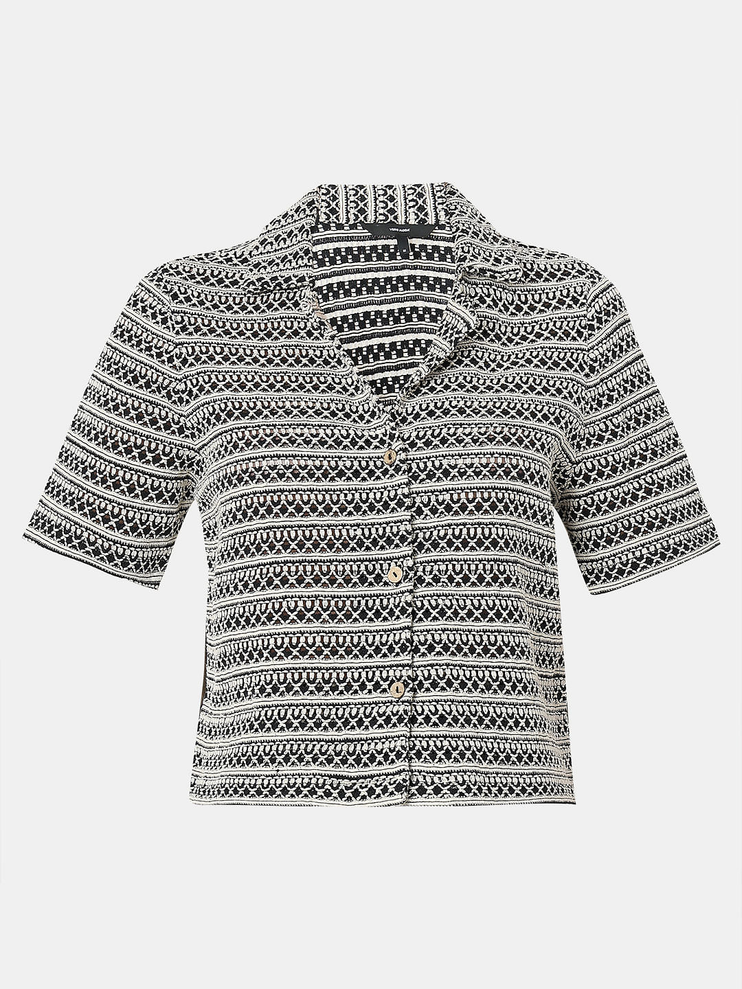 Black Textured Co-Ord Set Shirt