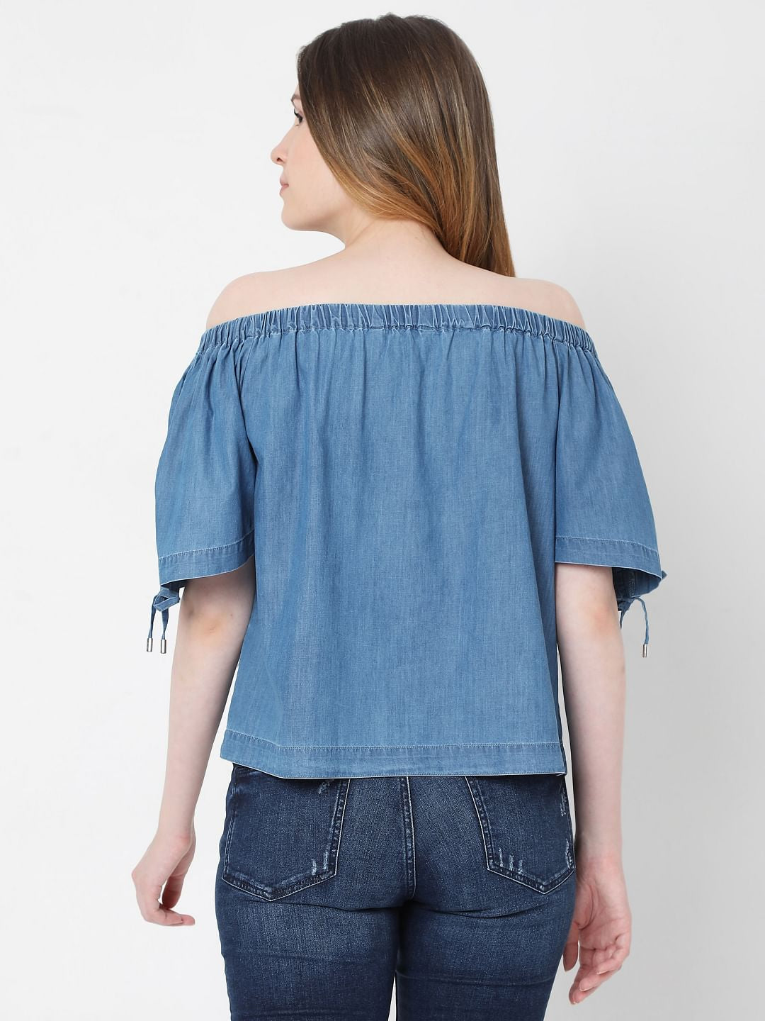 Blue Denim Off-Shoulder Top