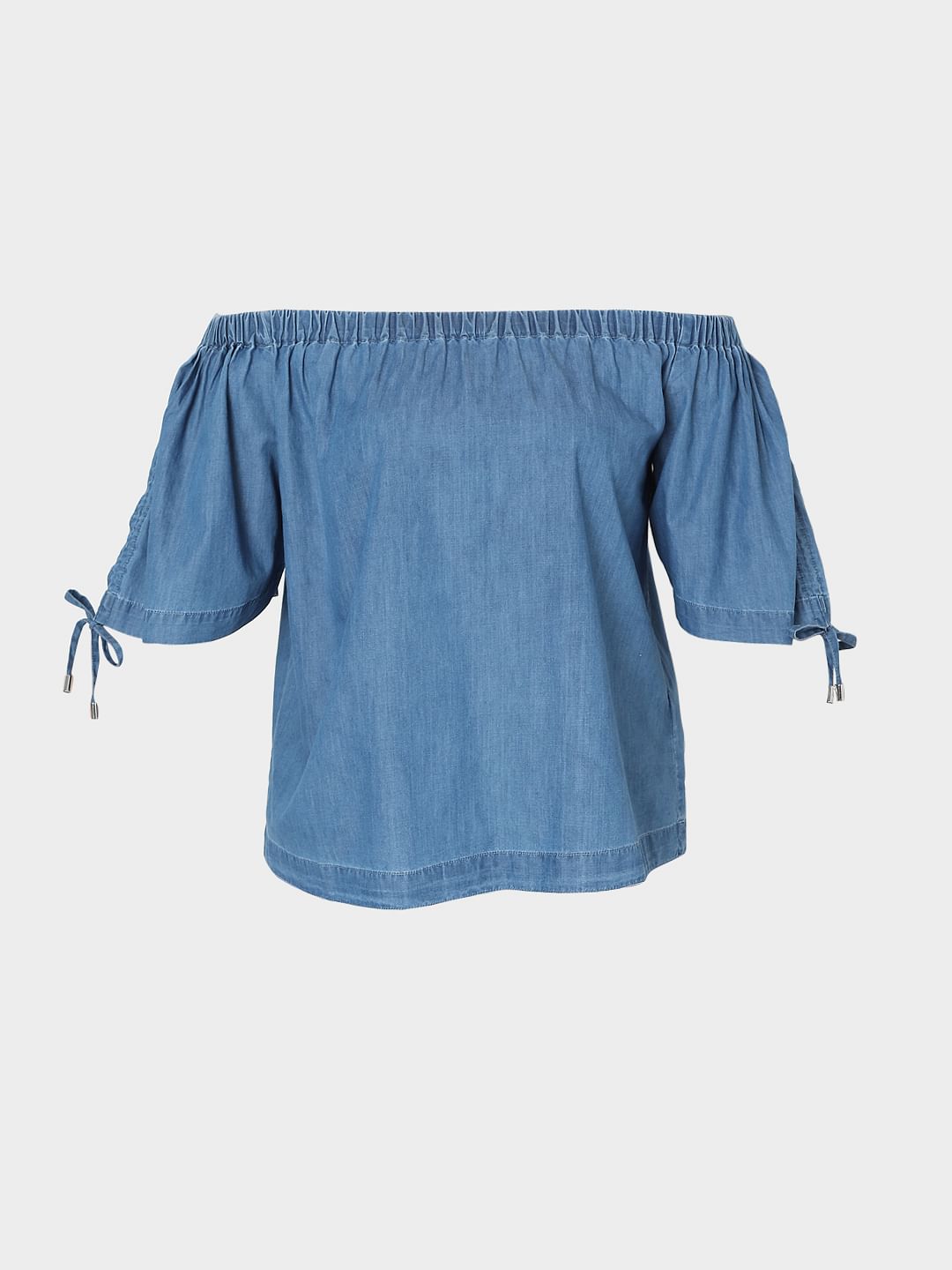 Blue Denim Off-Shoulder Top