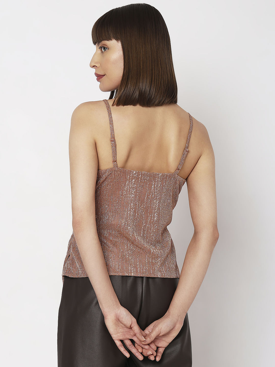 Peach Metallic Lurex Top