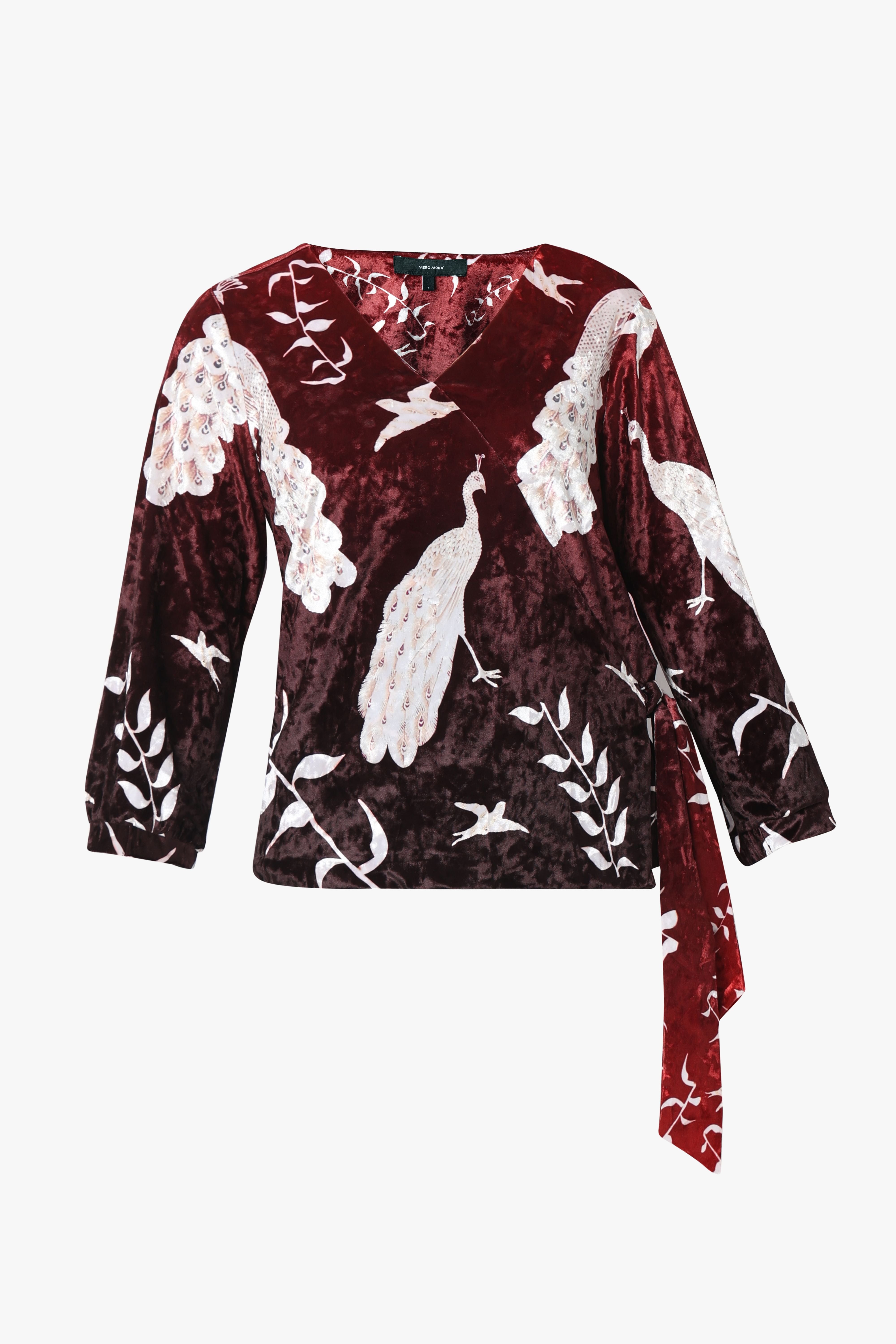 Maroon Printed Wrap Top