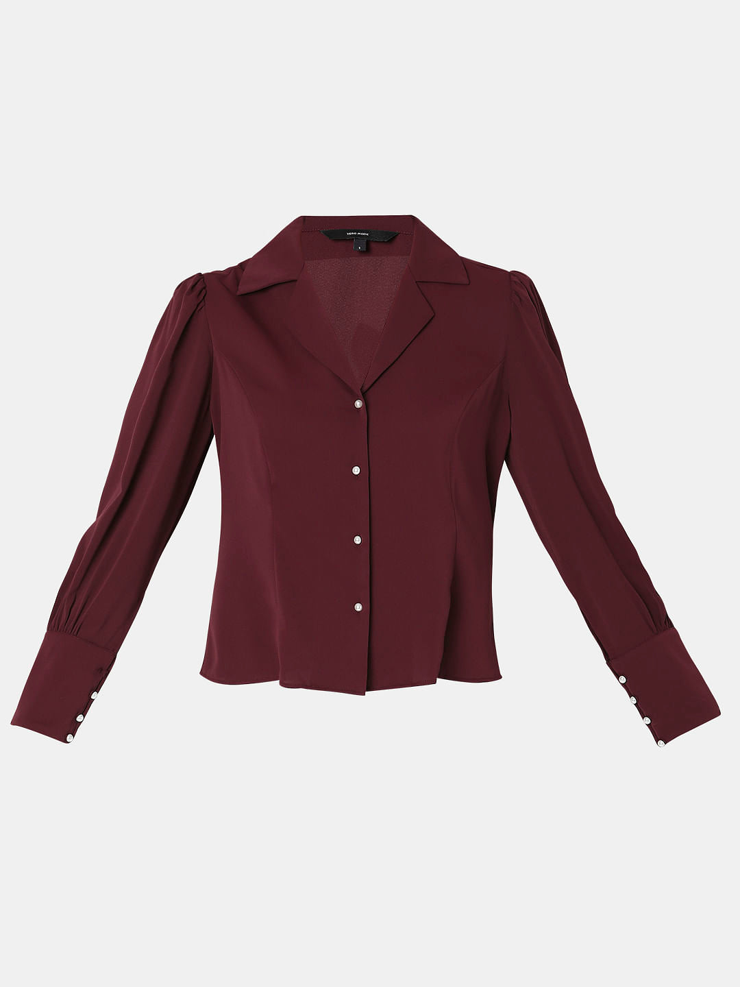 Wine Lapel Collar Shirt