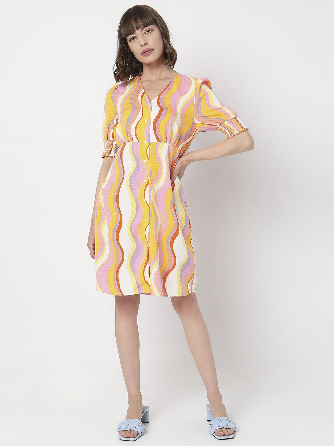 Pink Abstract Print Mini Dress