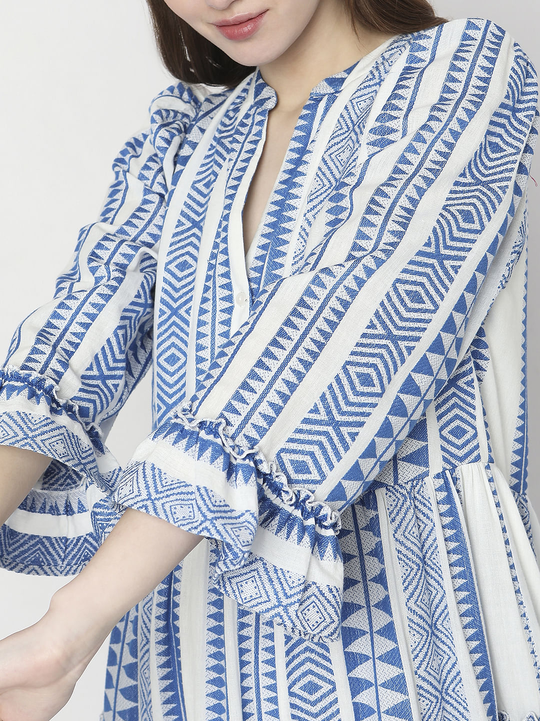 Blue Aztec Print Maxi Dress