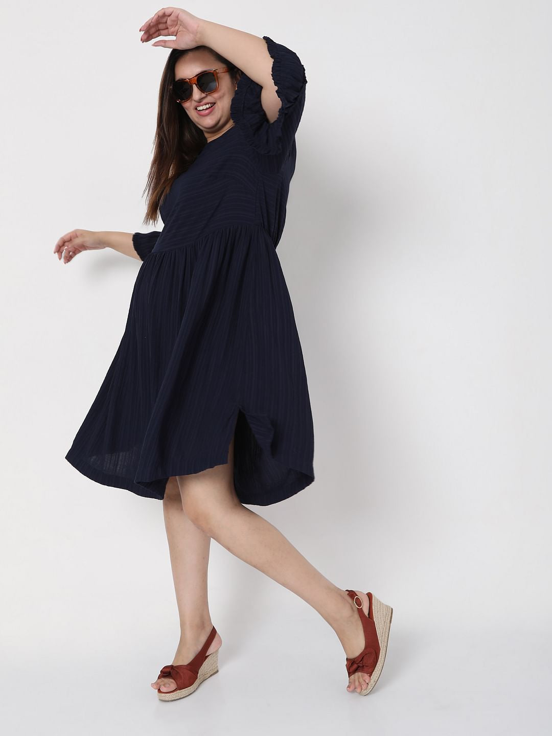 Curve Navy Blue Shift Dress