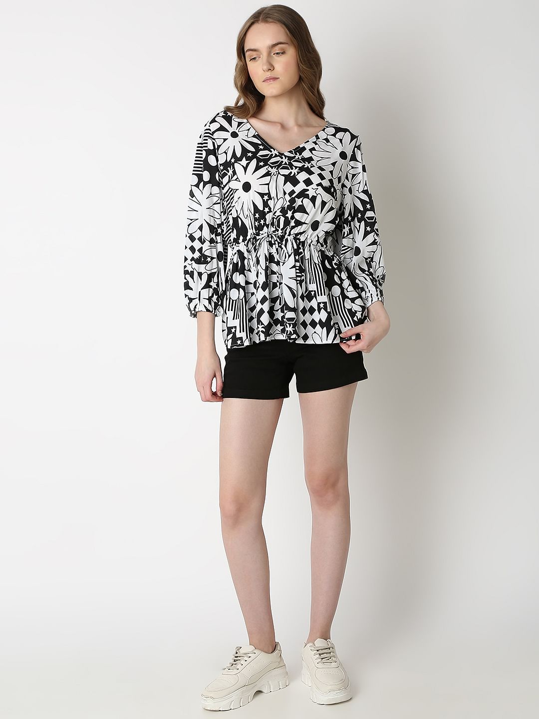 Black Printed Top