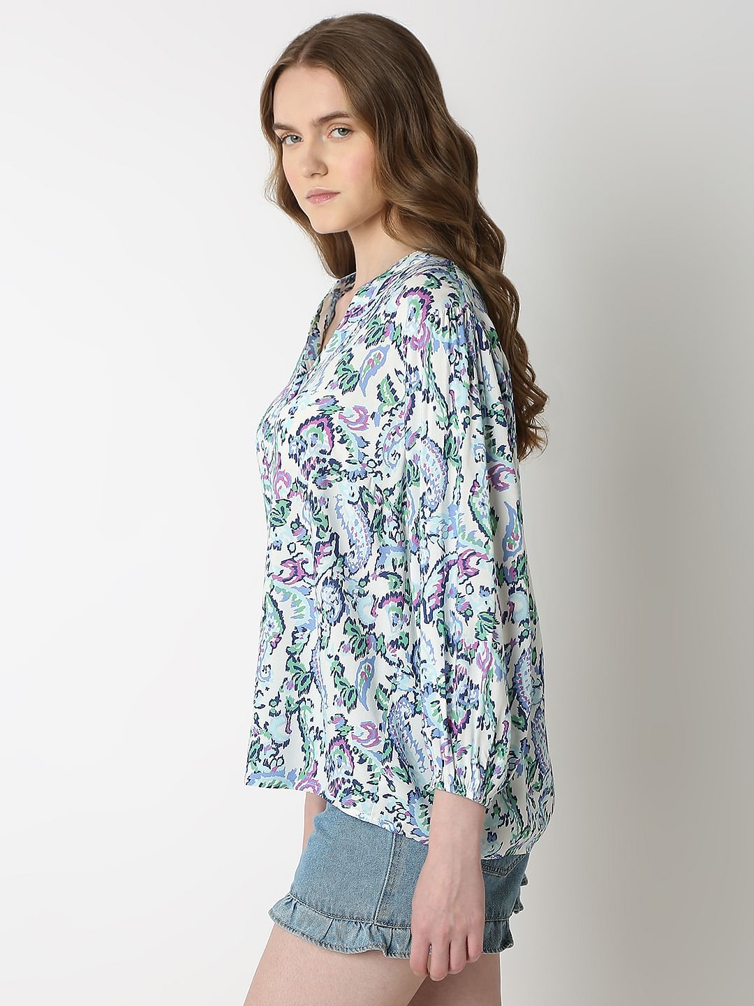 Light Blue Printed Top