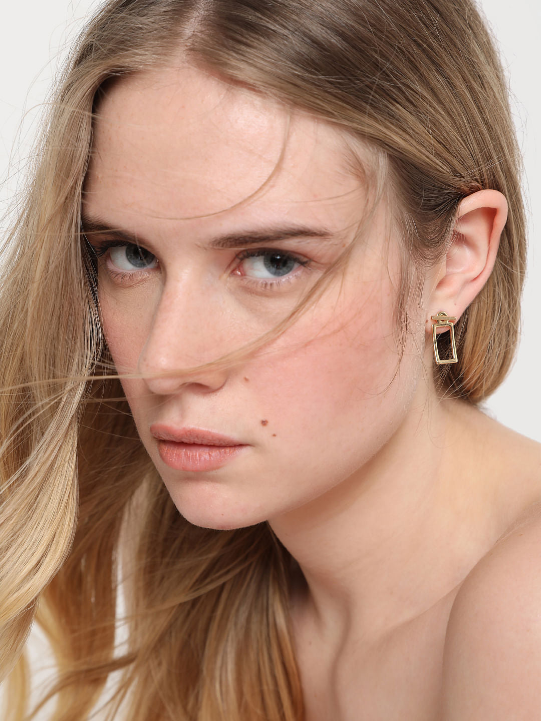 Golden Rectangular Drop Earrings - ONE
