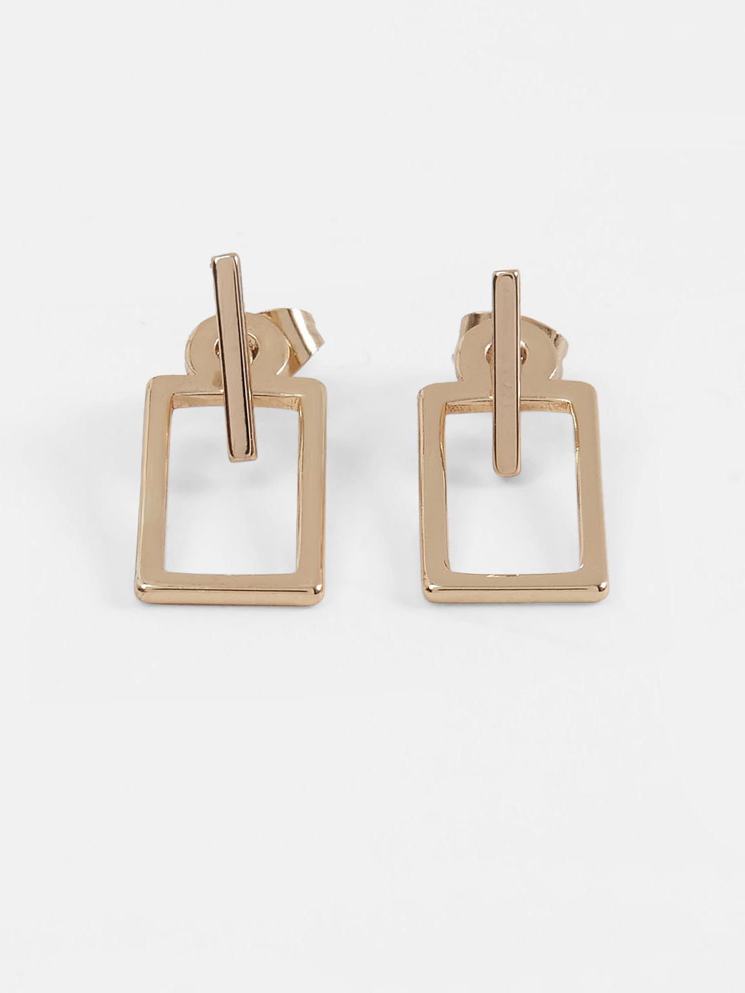 Golden Rectangular Drop Earrings