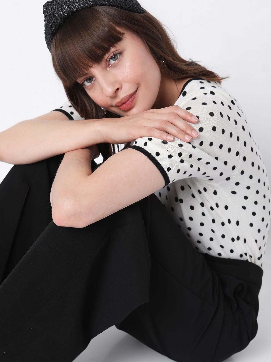 White Polka Dotted Top