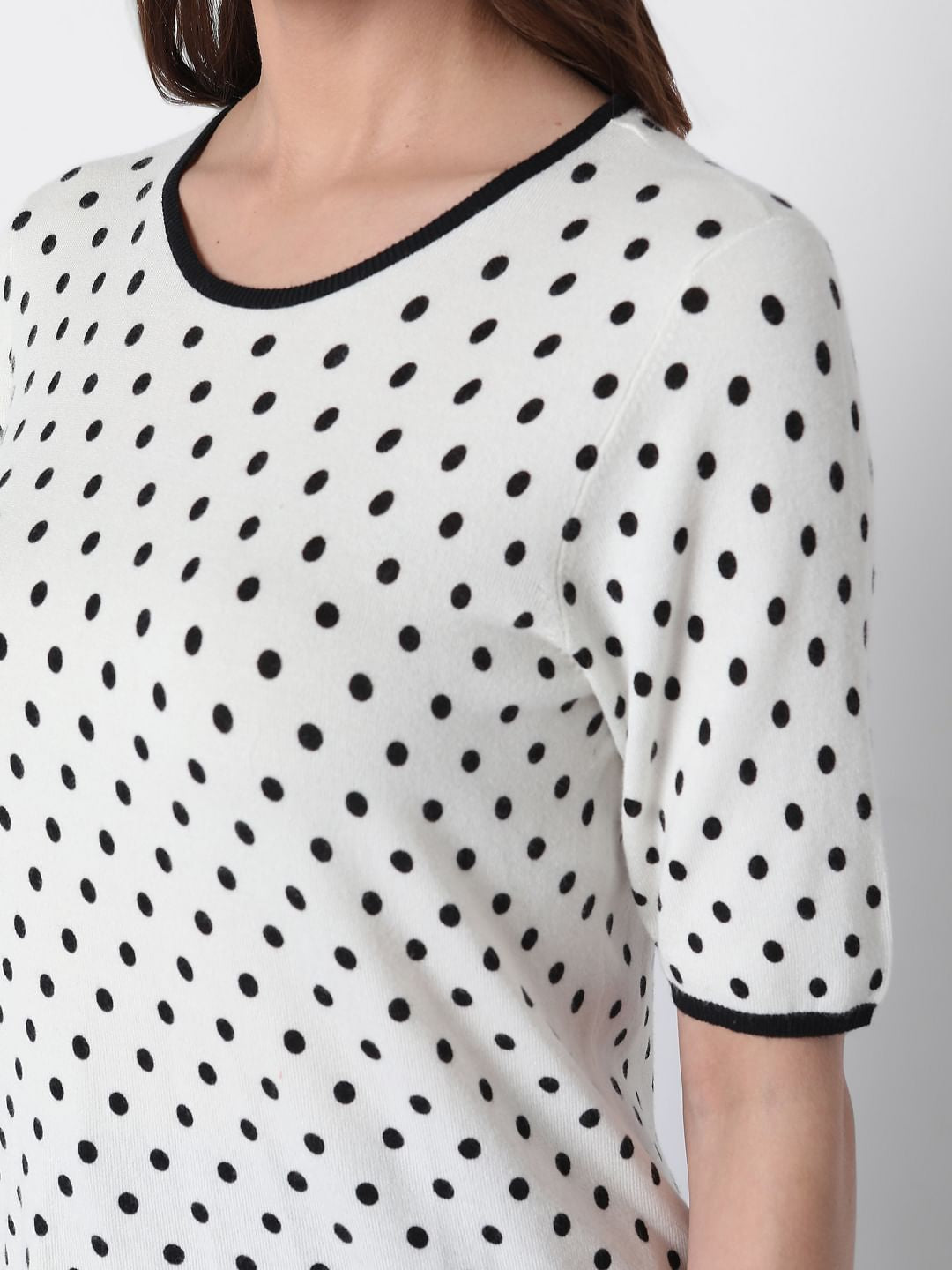 White Polka Dotted Top