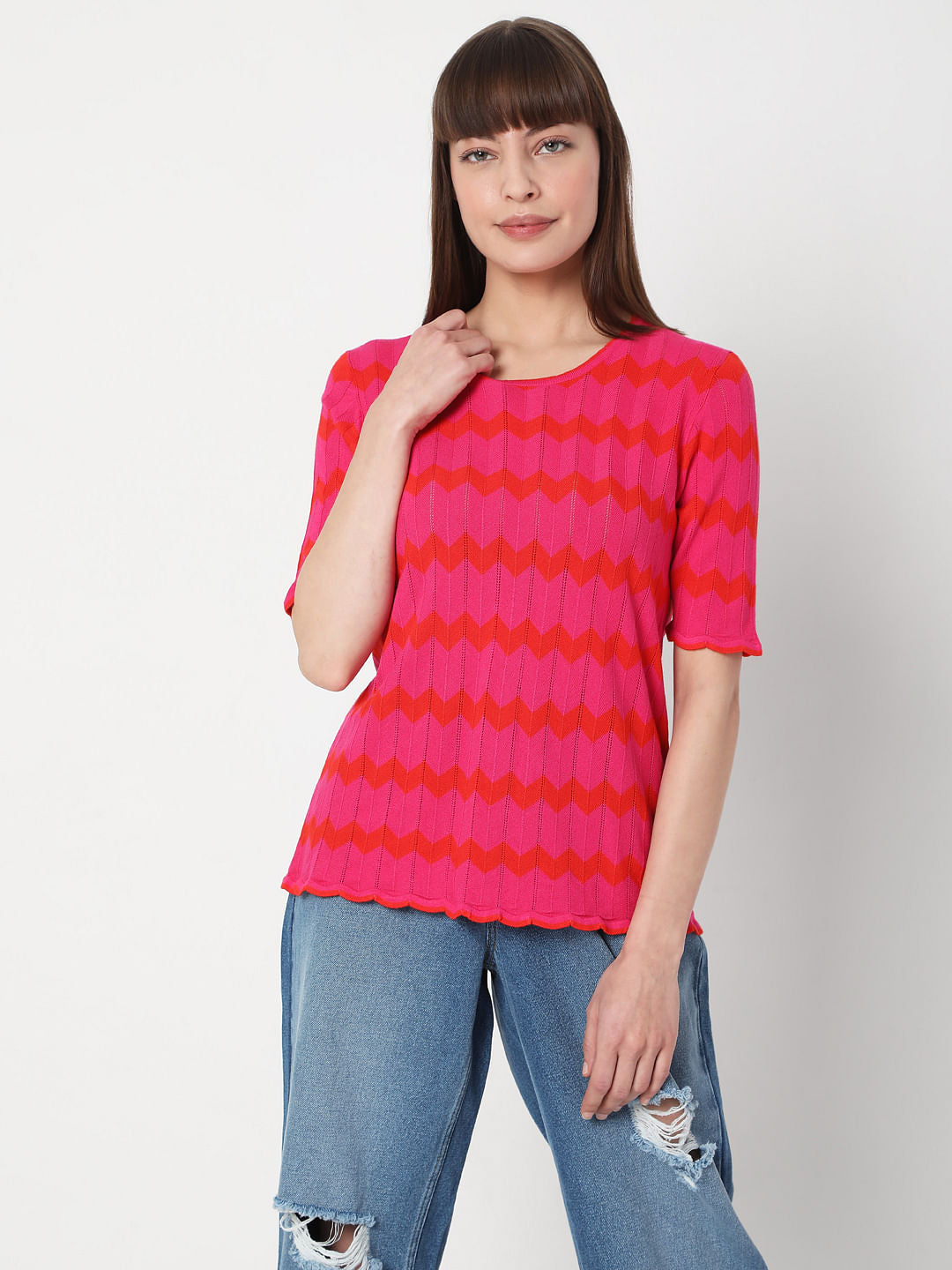 Fuschia Pink Knit Top