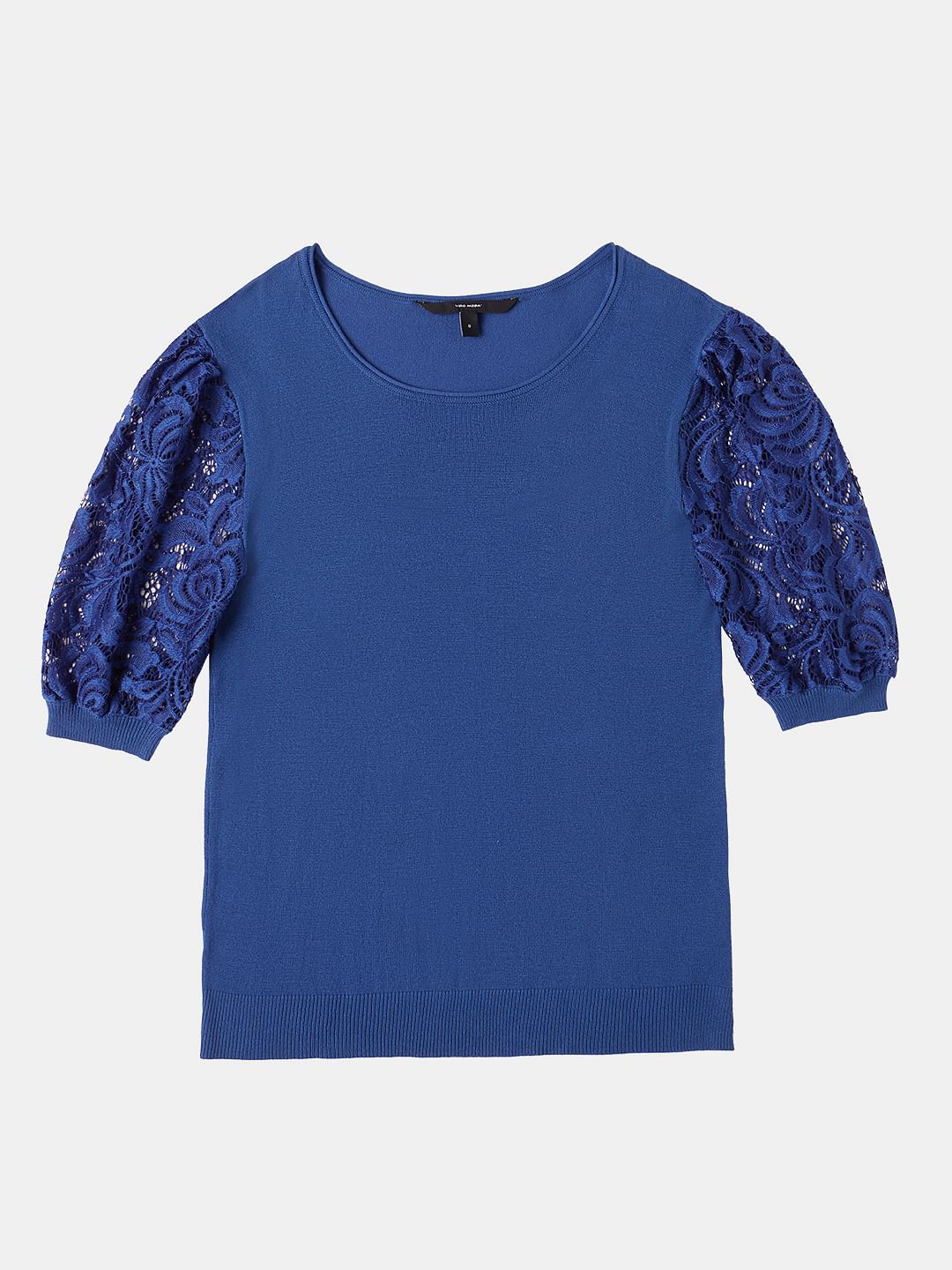 Blue Lace Sleeves Top
