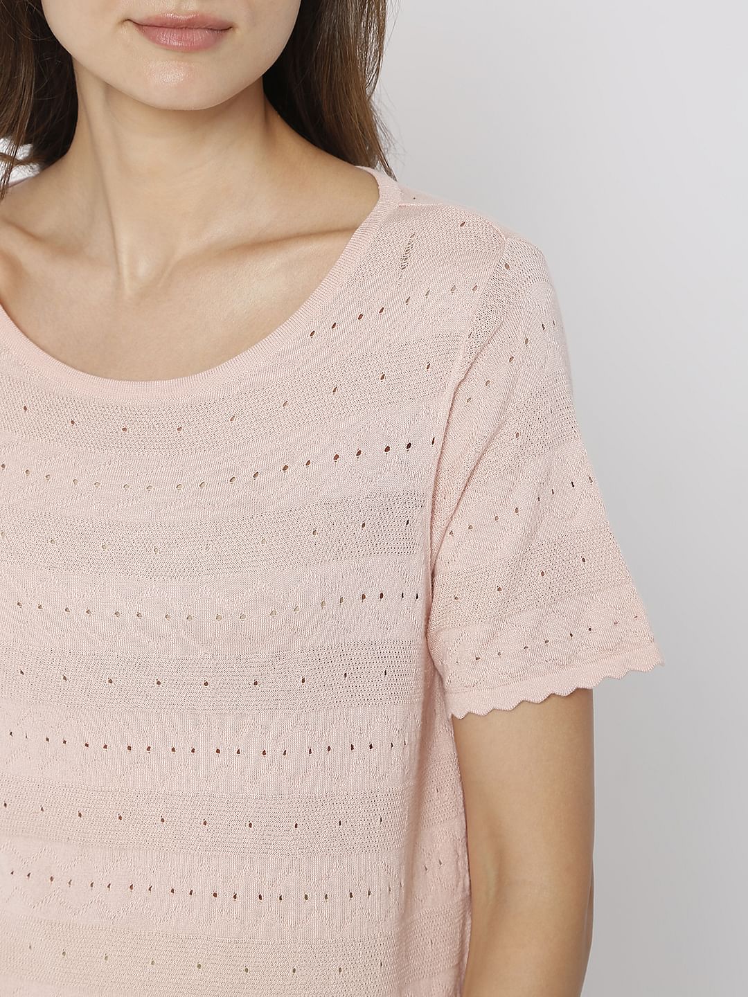 Coral Flat Knit Textured T-Shirt