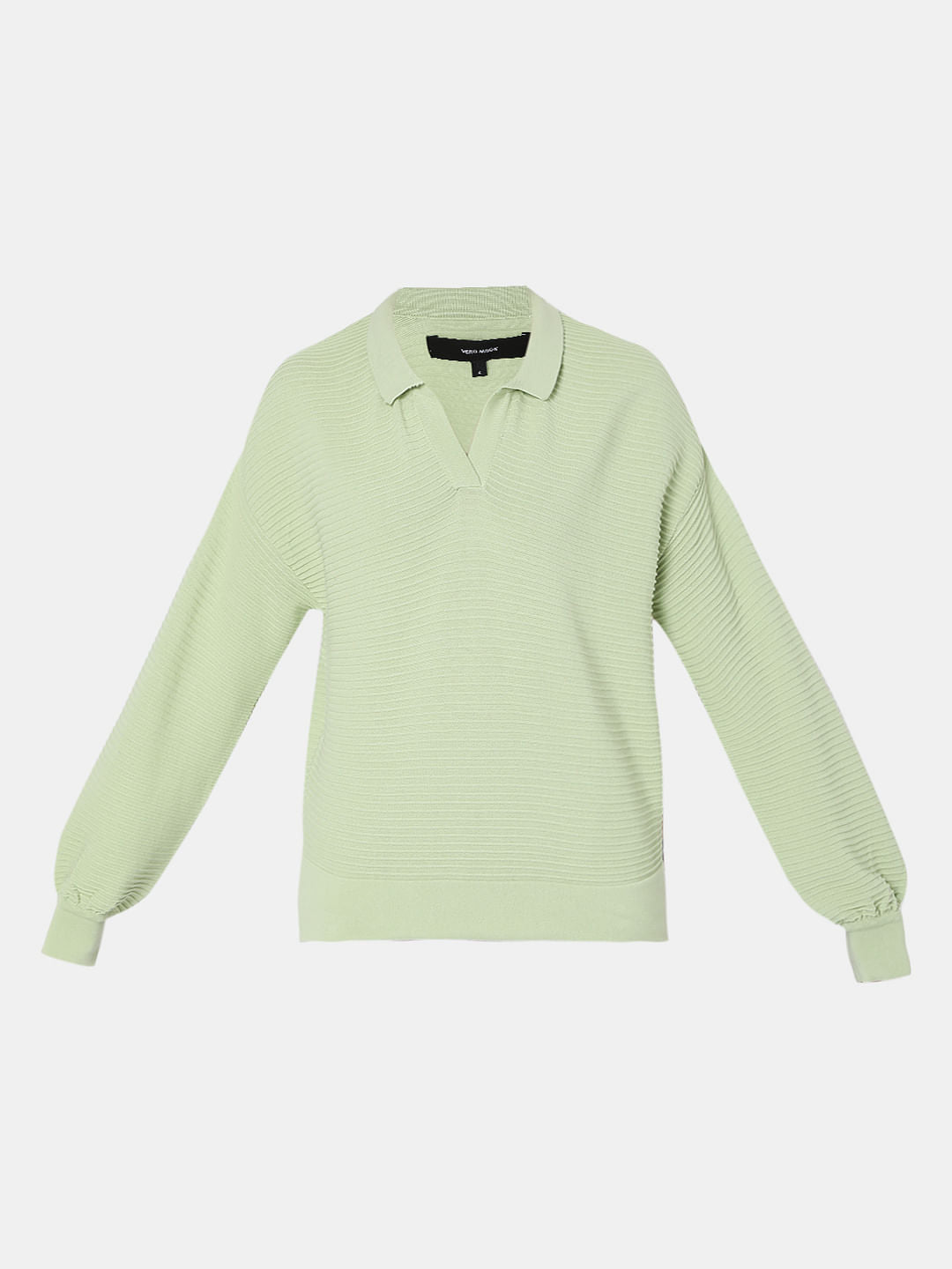 Light Green Striped Co-Ord Set Polo T-Shirt