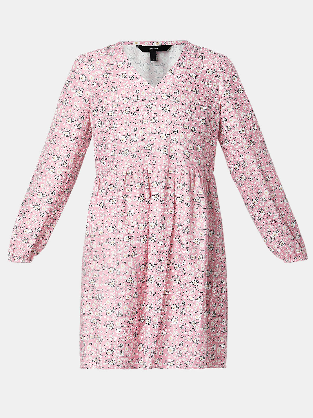 Pink Floral Print Mini Dress