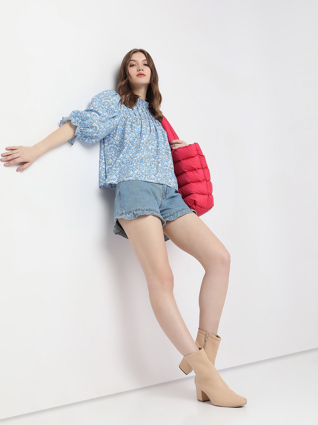 Blue Floral Print Top