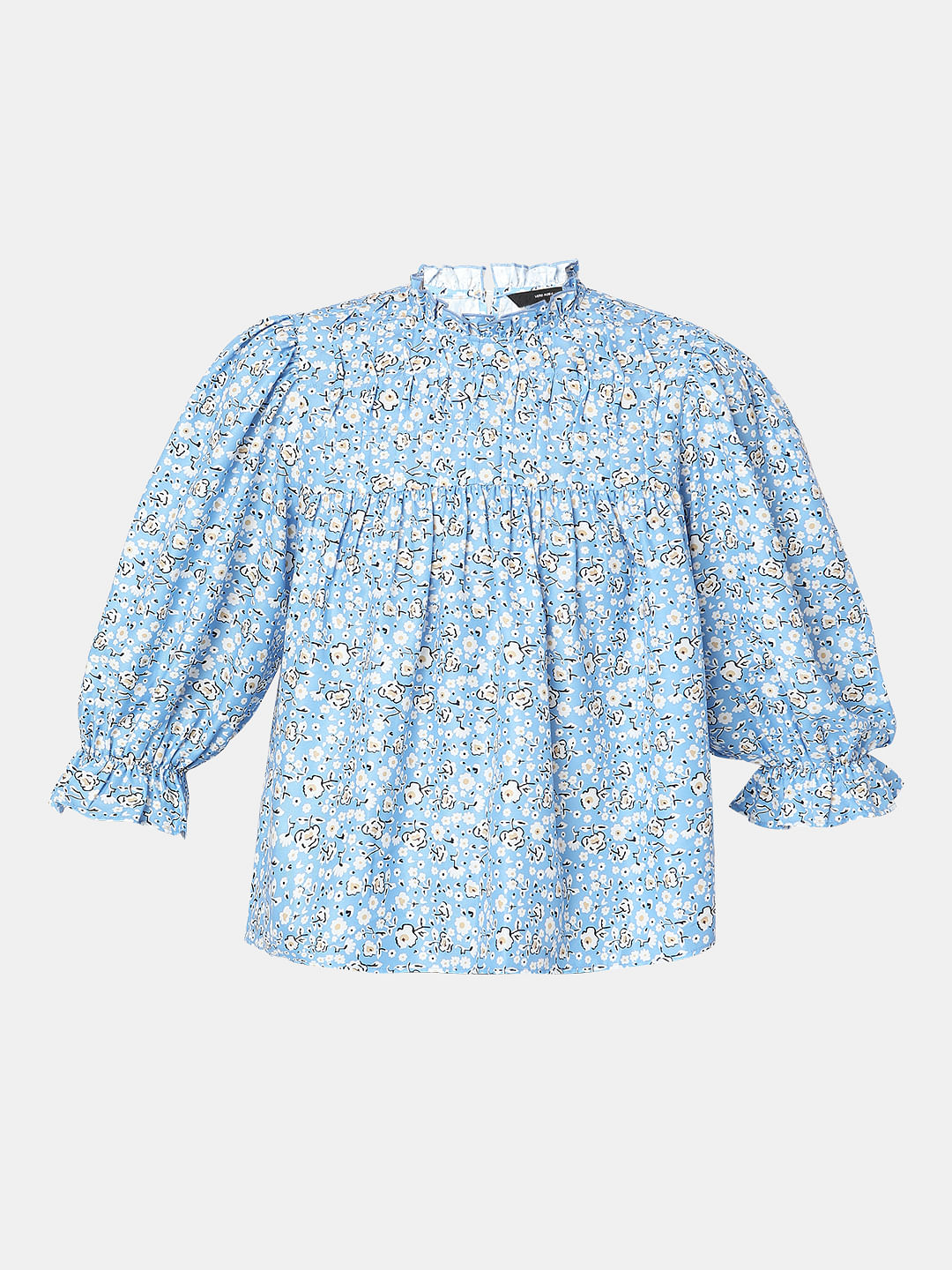 Blue Floral Print Top