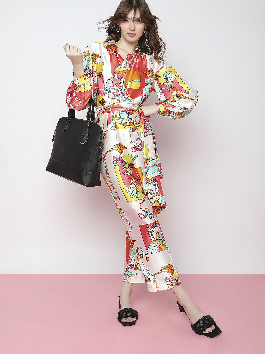 Orange Abstract Print Co-Ord Shirt