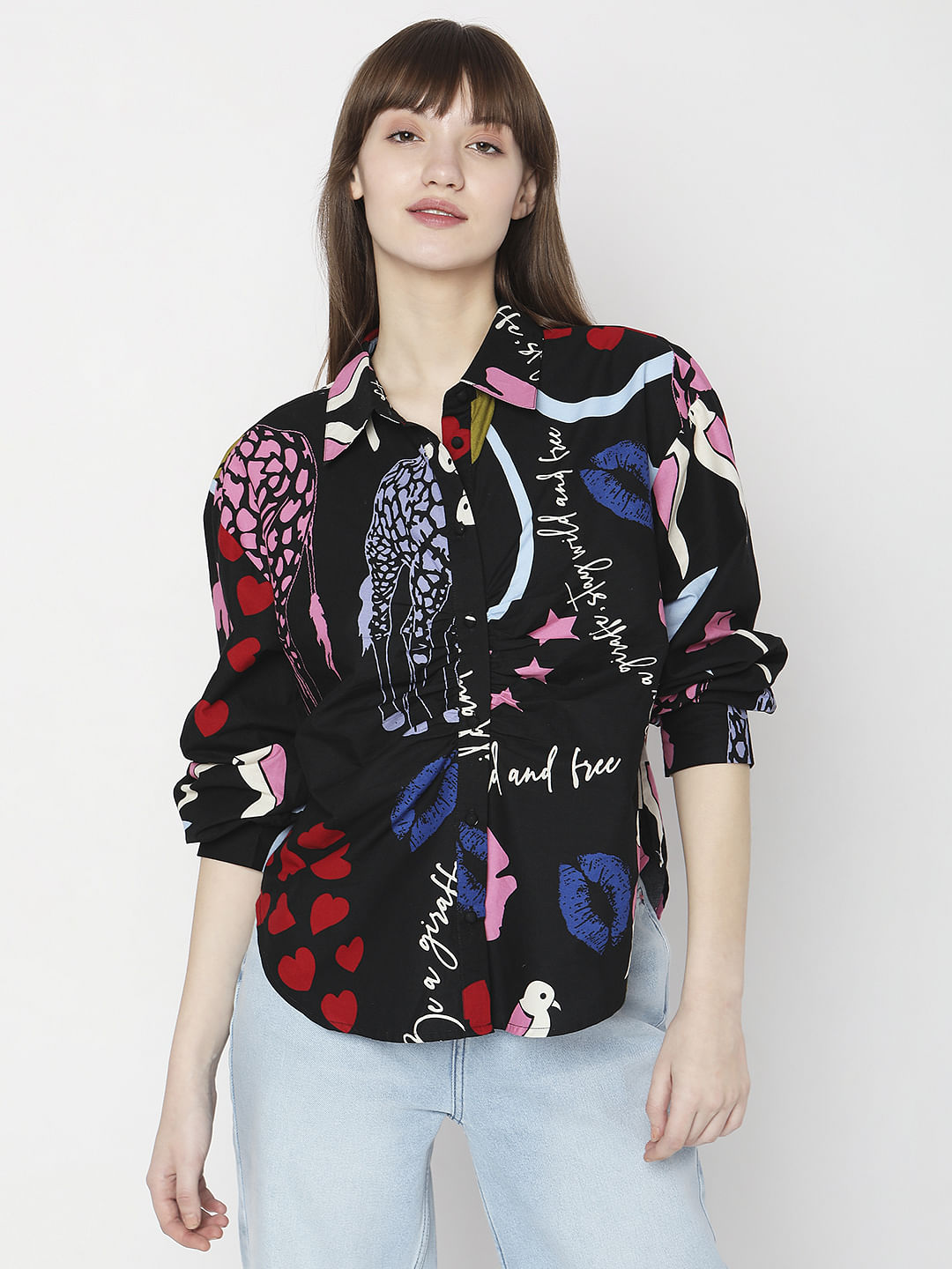 Black Abstract Print Shirt