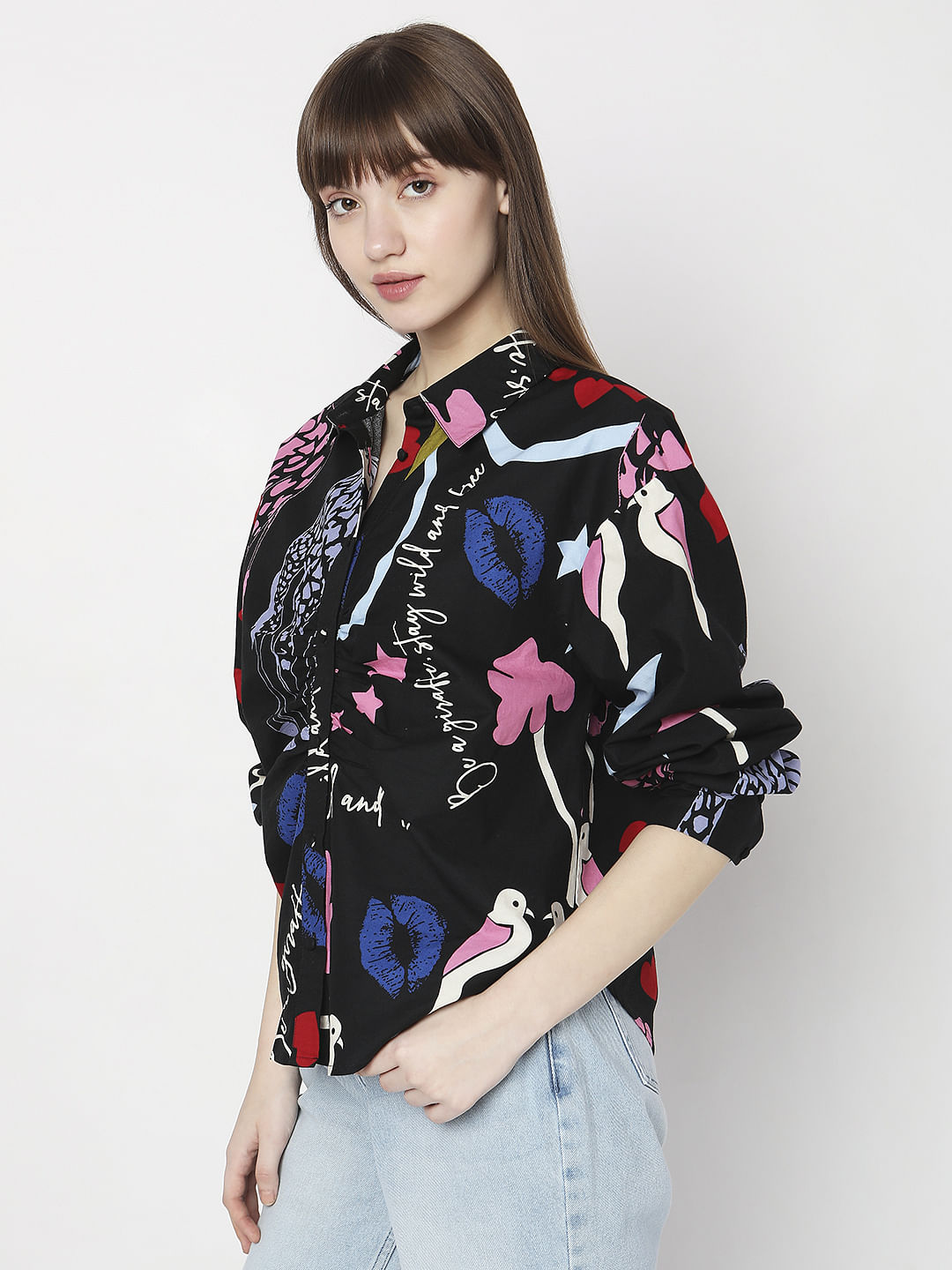 Black Abstract Print Shirt