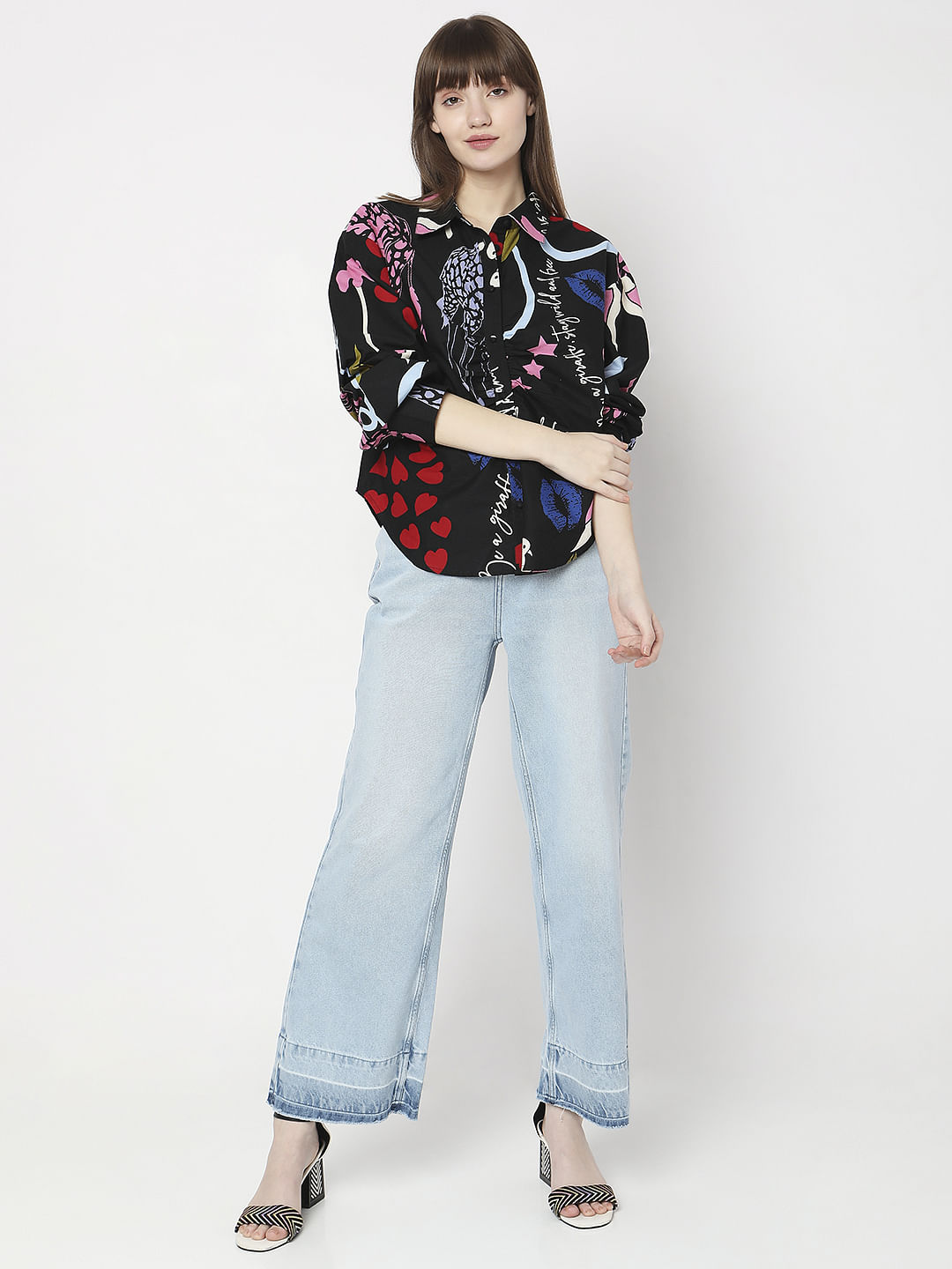 Black Abstract Print Shirt