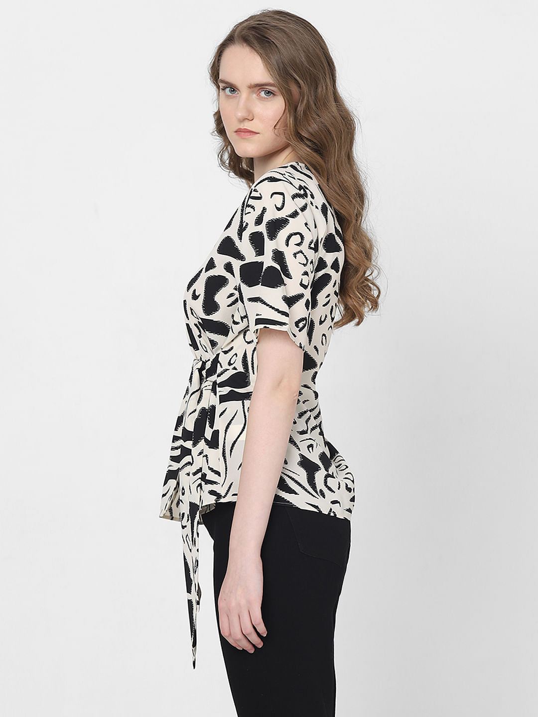 Black Abstract Print Top