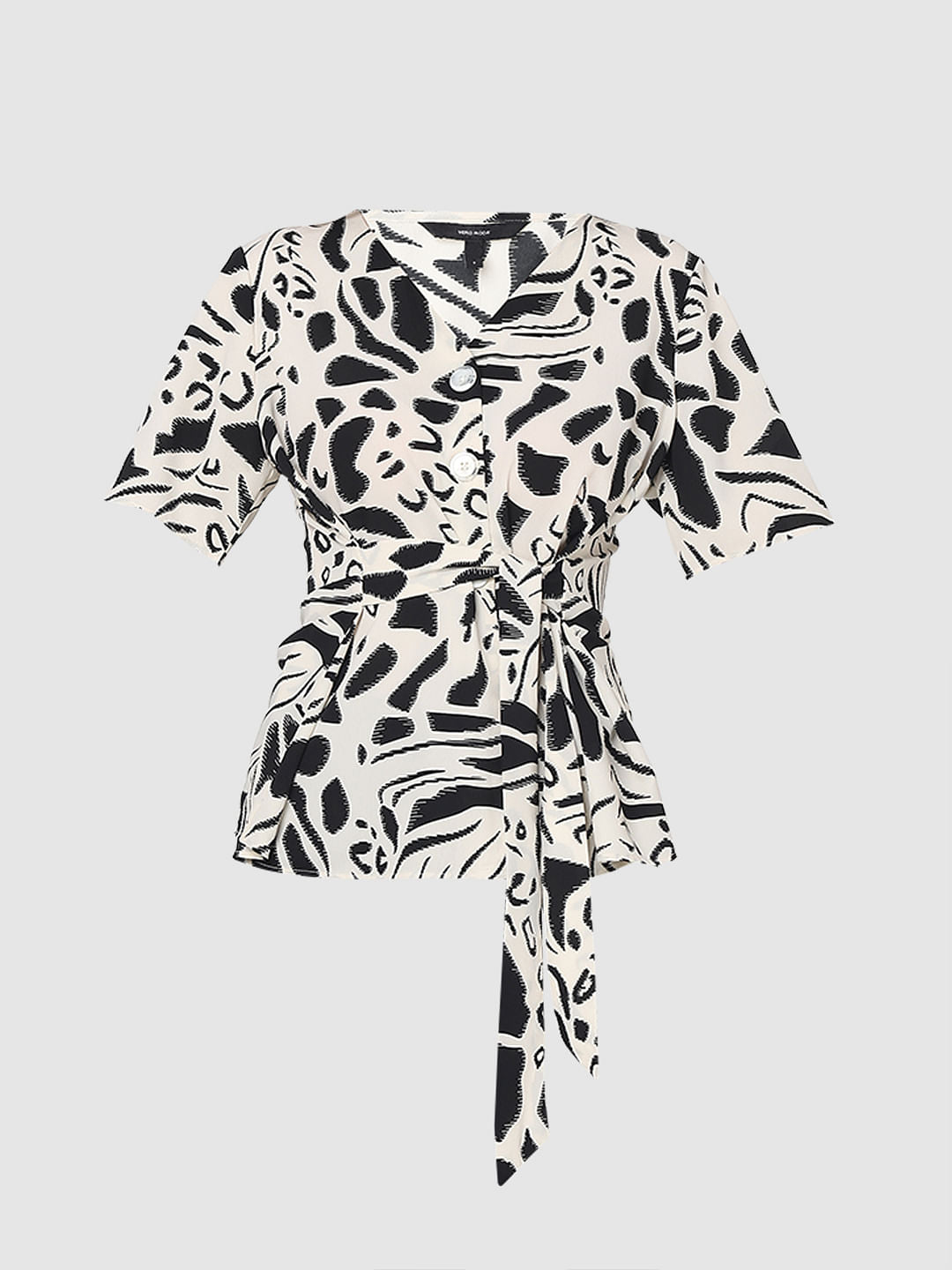 Black Abstract Print Top