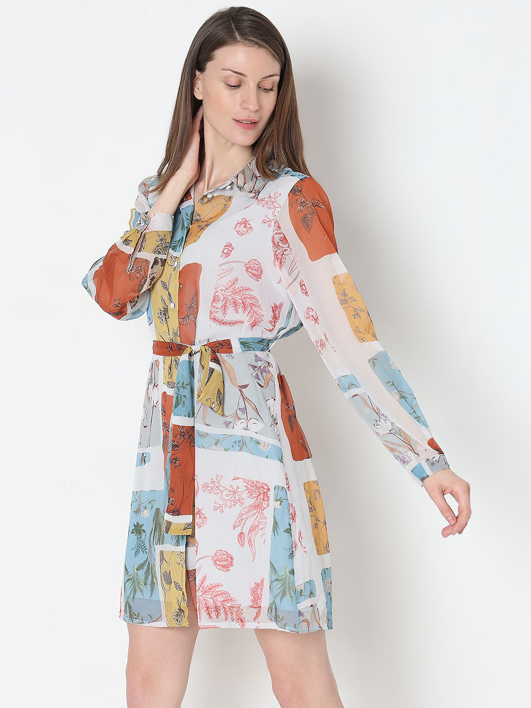 Multi-Colour Printed Shirt Dress