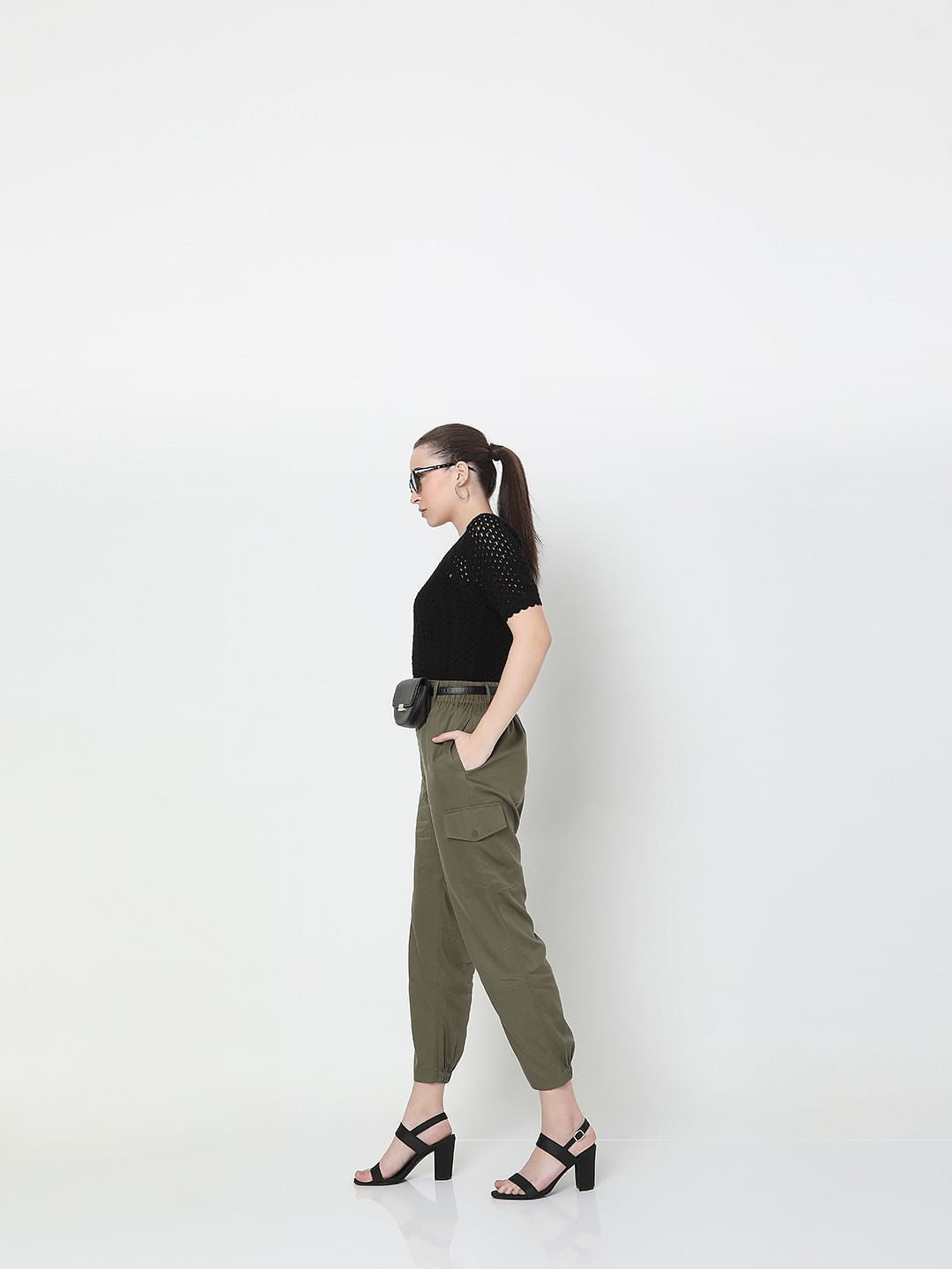 Green High Rise Utility Co-Ord Set Pants