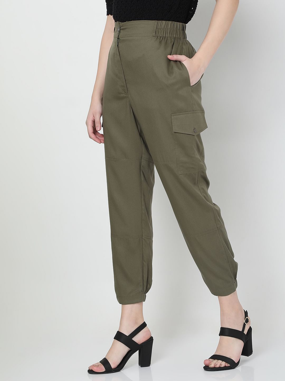 Green High Rise Utility Co-Ord Set Pants