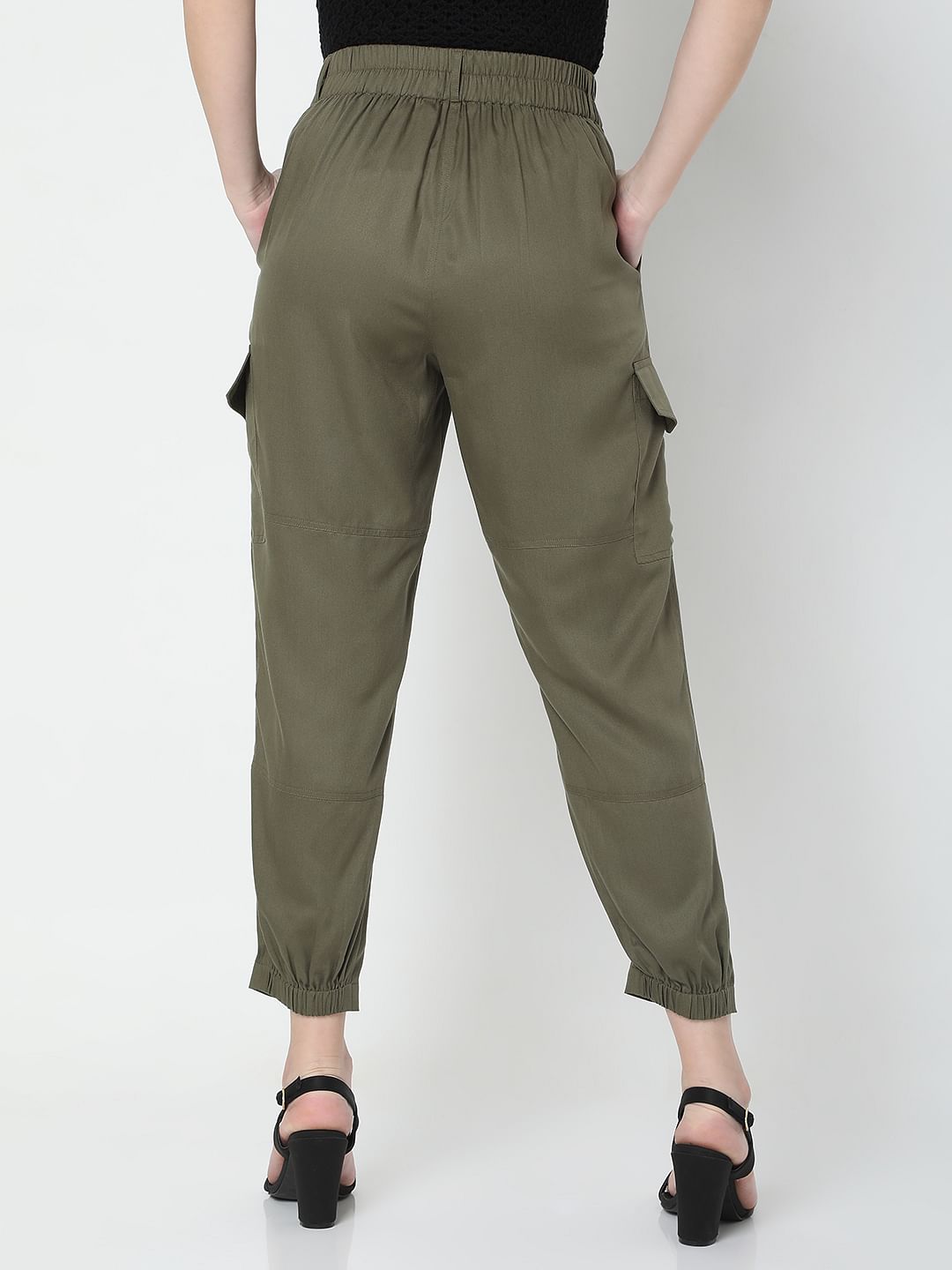 Green High Rise Utility Co-Ord Set Pants