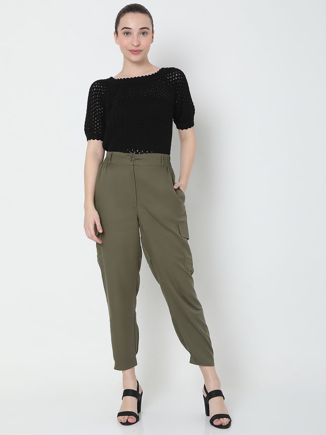 Green High Rise Utility Co-Ord Set Pants