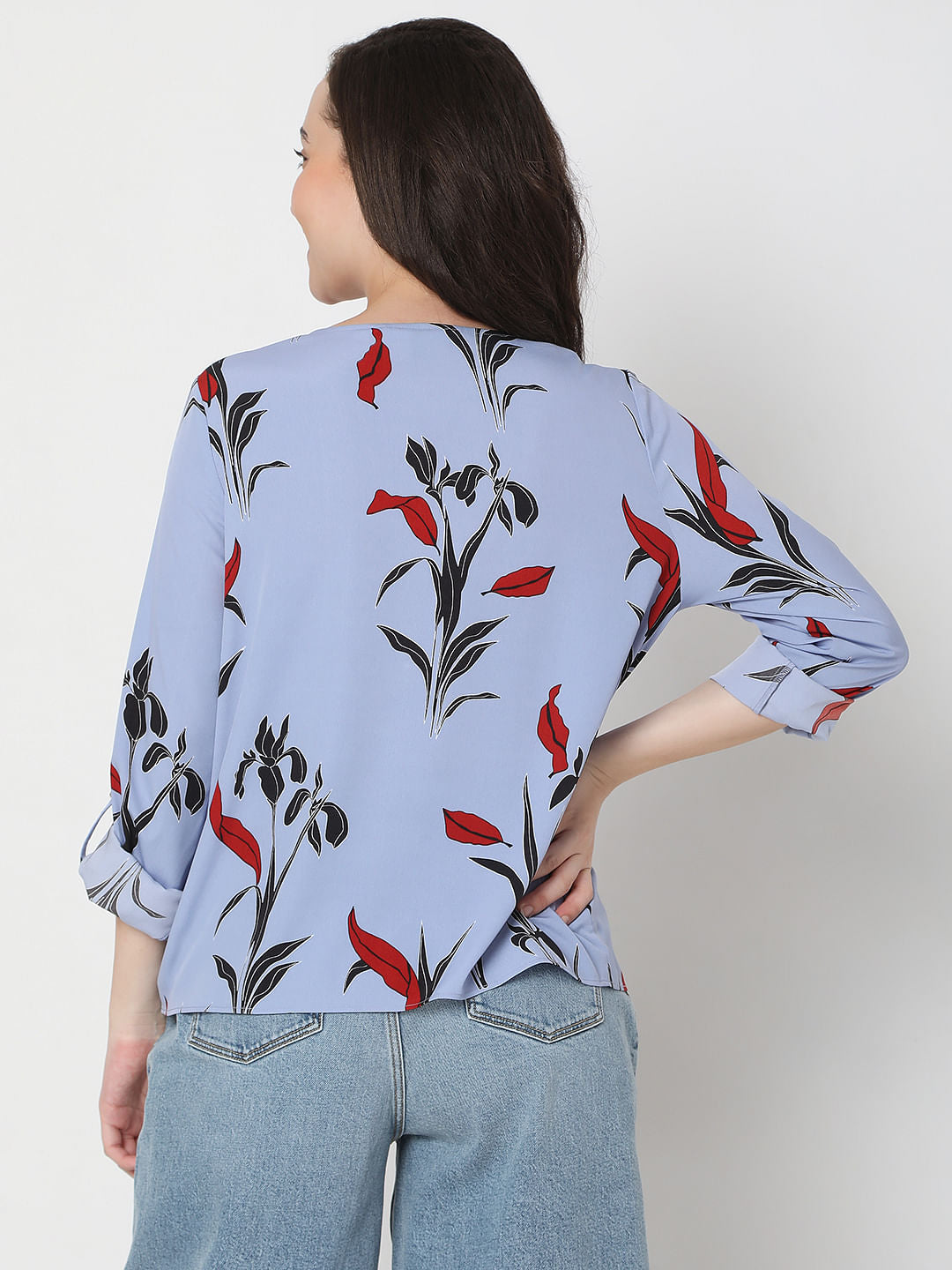 Blue Floral Print Top