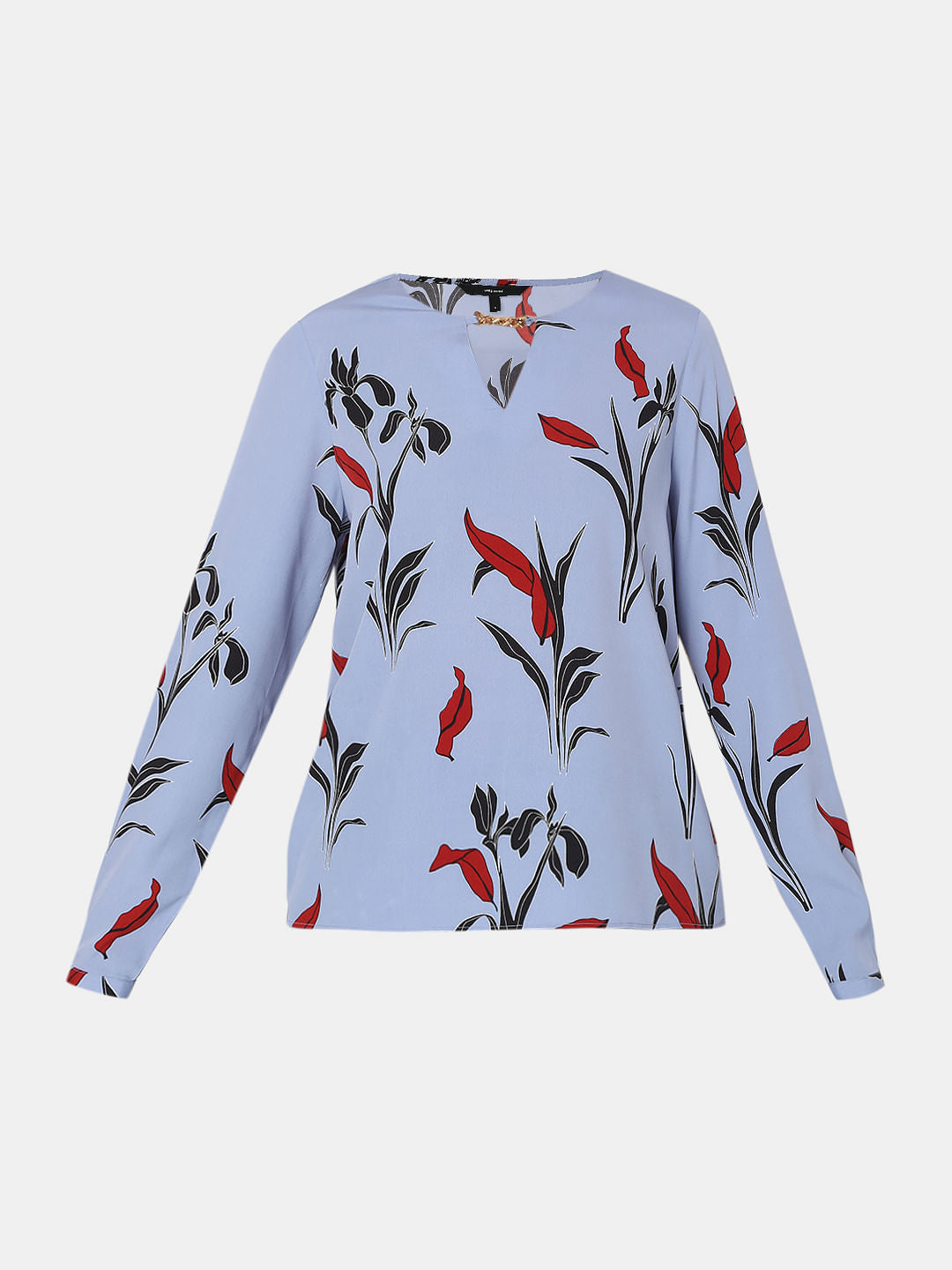 Blue Floral Print Top