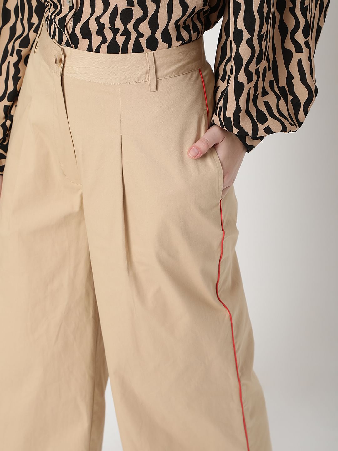 Brown High Rise Wide-Leg Pants