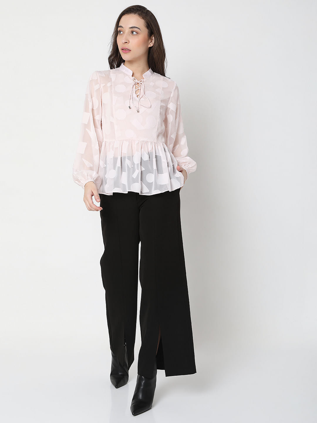 Light Pink Geometric Print Top