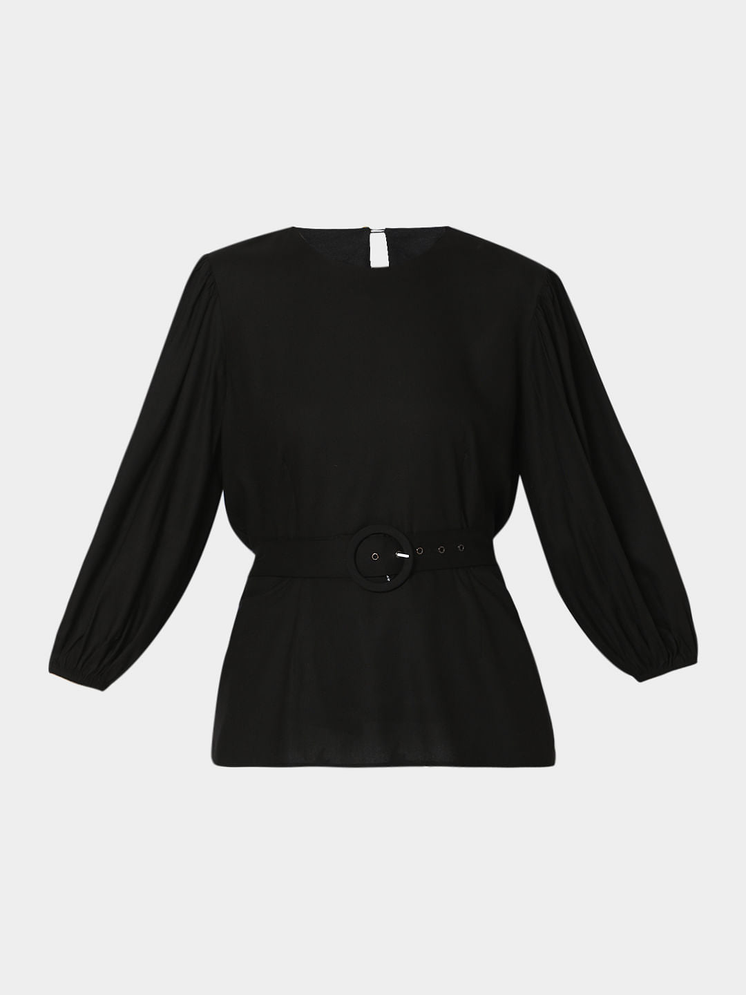 Black Puff Sleeves Top
