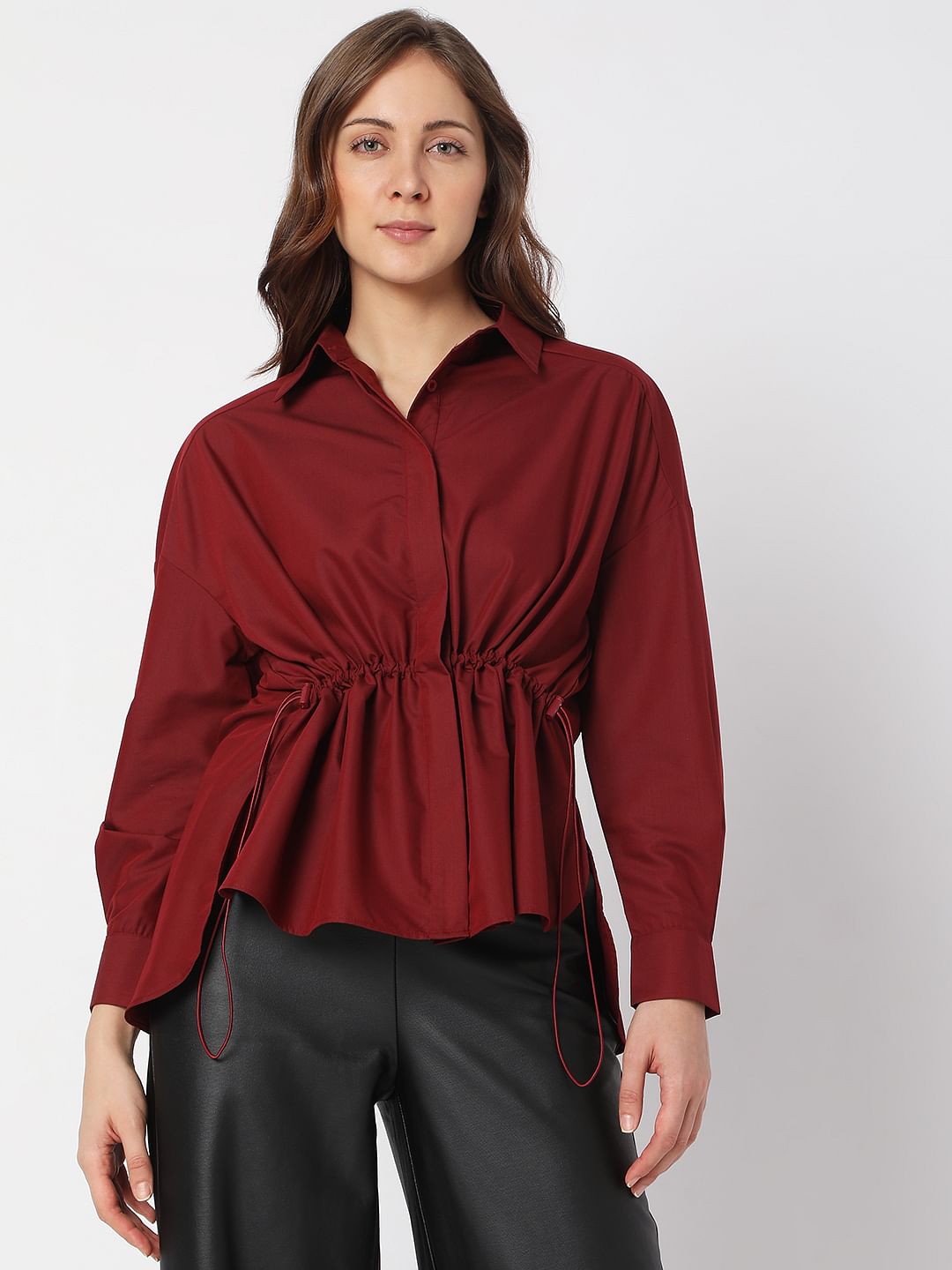 Dark Red High-Low Shirt