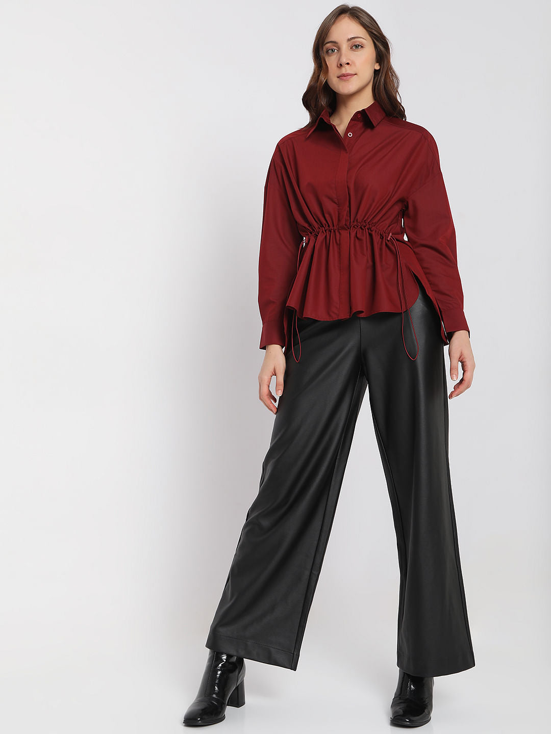 Dark Red High-Low Shirt