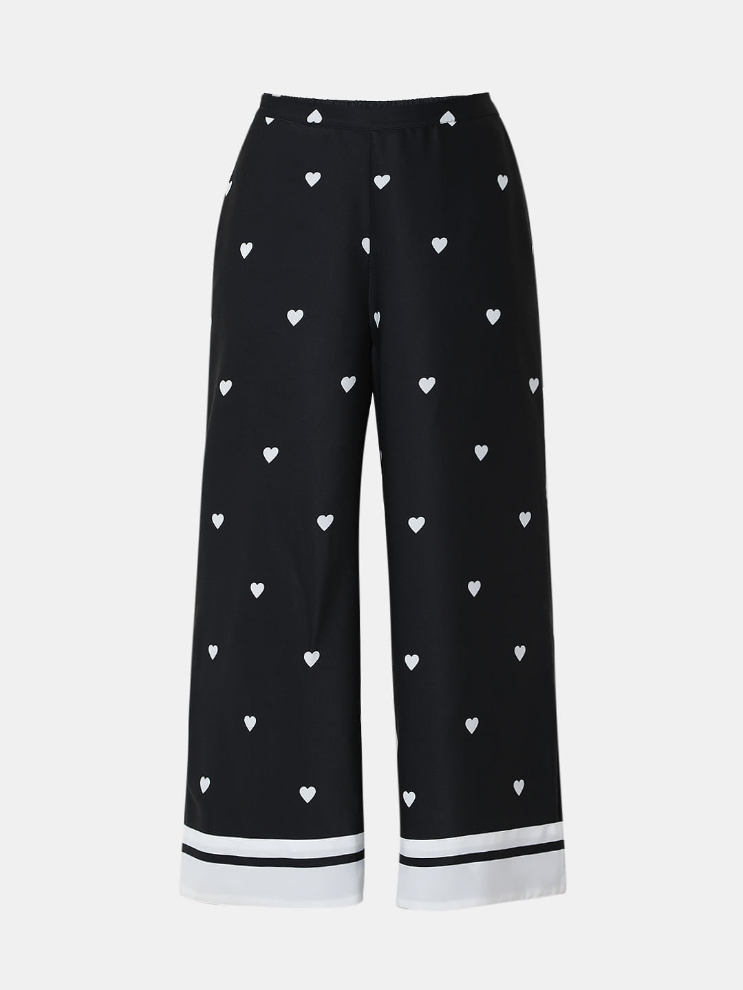 Black Heart Print Co-Ord Pants