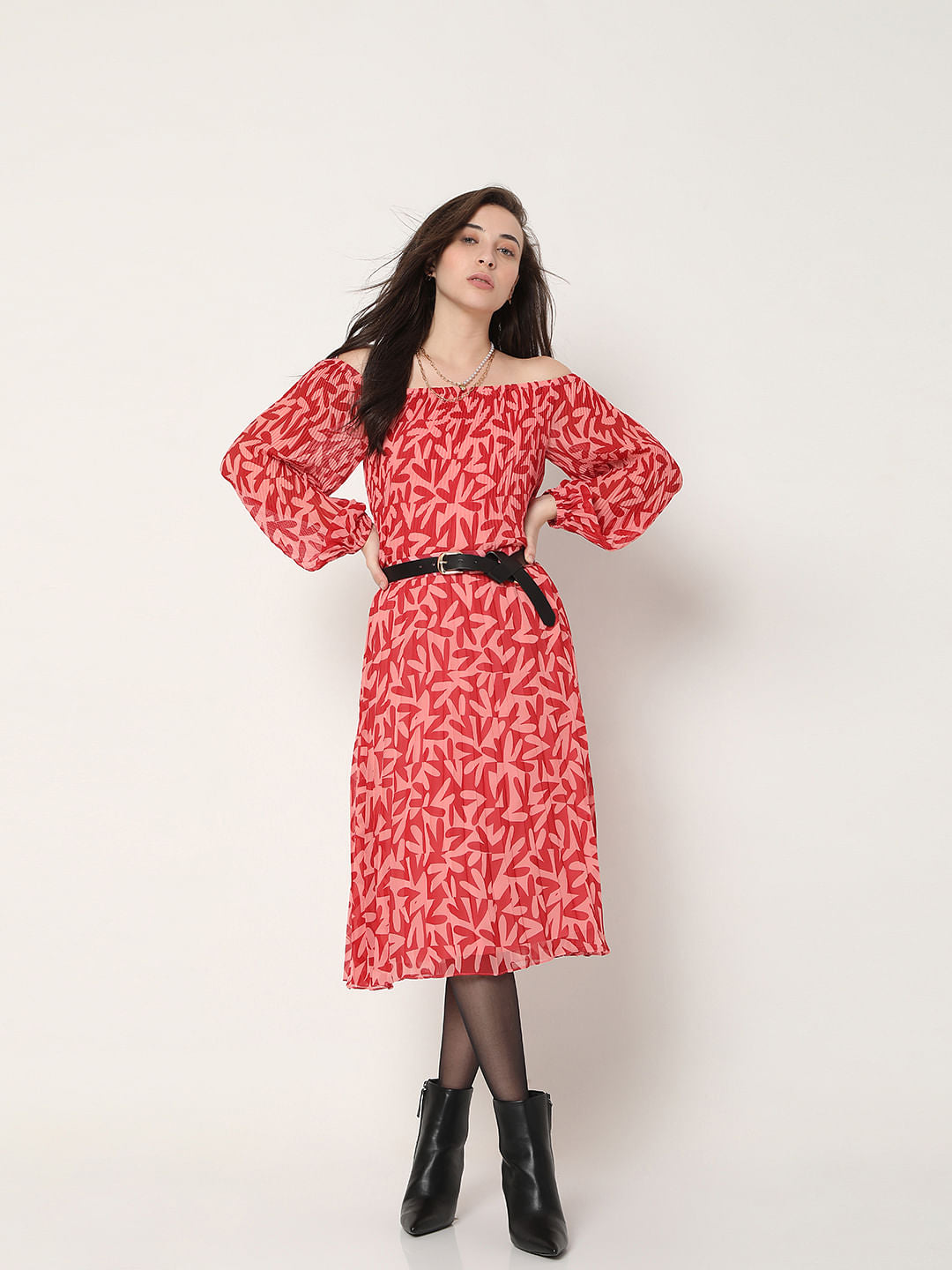 Red Off-Shoulder Co-Ord Top