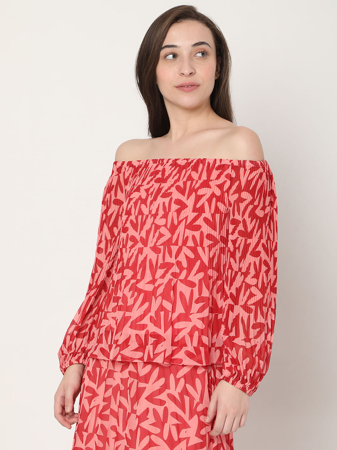 Red Off-Shoulder Co-Ord Top
