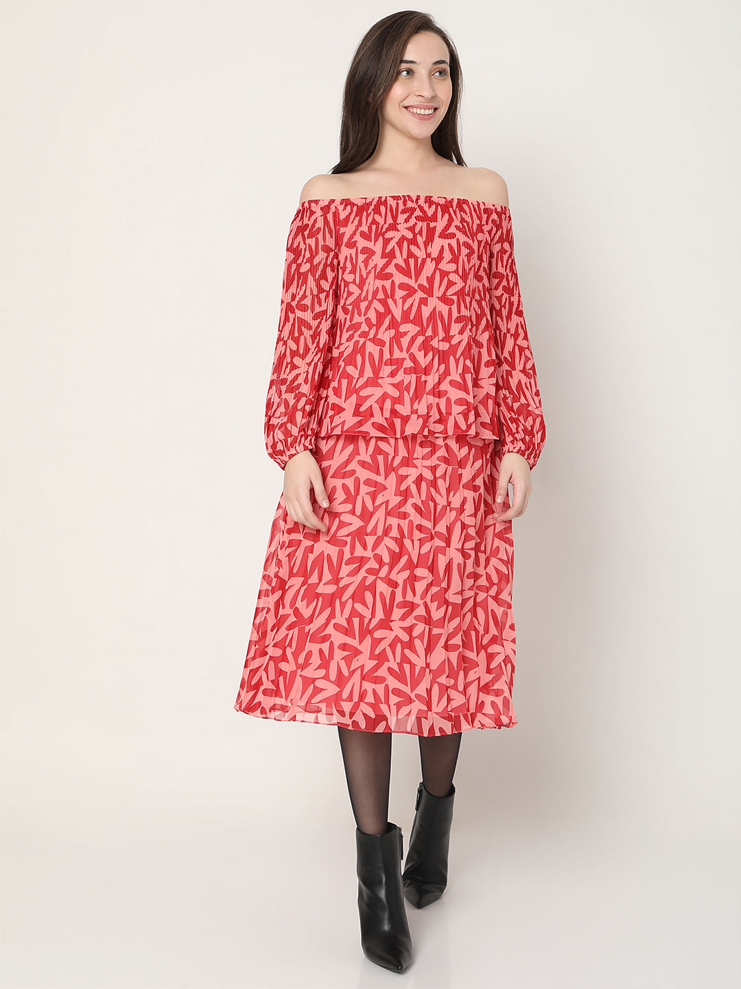 Red Off-Shoulder Co-Ord Top